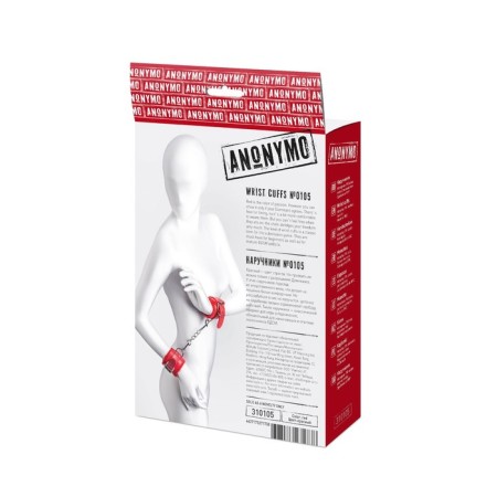 Handcuffs Anonymo, PU Skin, 27 cm, red color-10