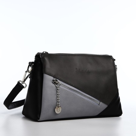Bag Cross-Bodi with a zipper, gray color-2