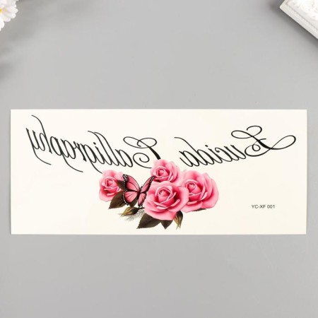 Tattoo on the chest/back color/black "Lace/Flowers" mix 34x12 cm-2