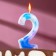Candle in the cake on the spray "Zvezdopad", the number 2, 9 cm, giant