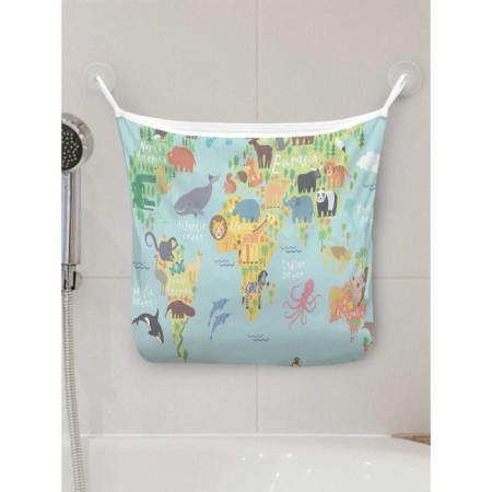Organizer in a bath on suction cups "Funny card", for storing toys and little things, size 33x39 cm