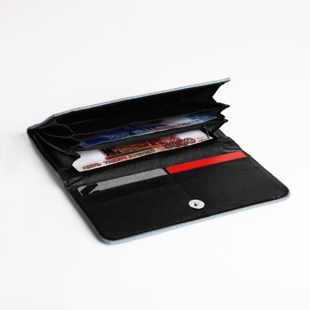 Women's wallet on the button, blue color-3