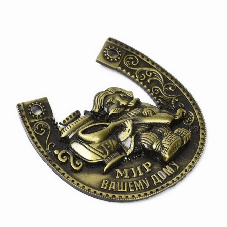 Horseshoe Brownie with a samovar "Peace to your house", 7 x 7 cm-2