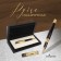 Gift Gel Gel Calligrata, artificial leather case, black and golden housing