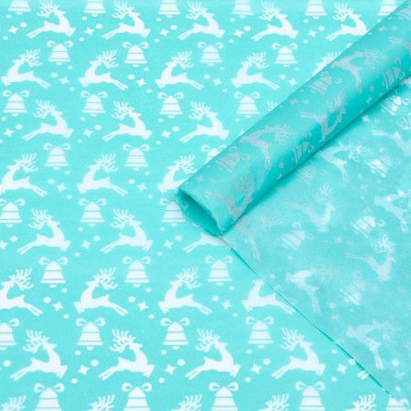 New Year. Paper Packaging "Deer on Blue", 50 x 66 cm