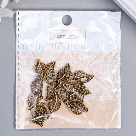 Decor Metal for creativity "Golden openwork leaf" set of 16 pcs 1.8x1 cm-3