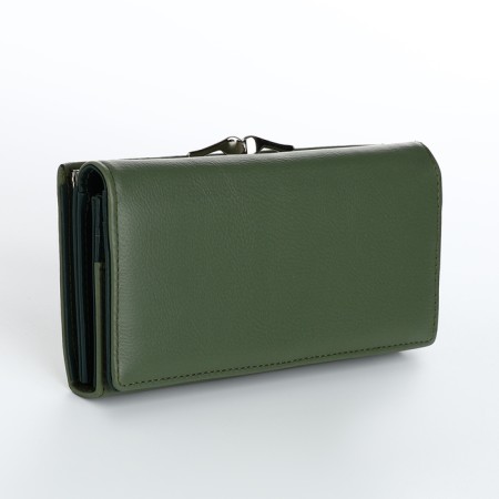 Women's wallet on magnets, green color
