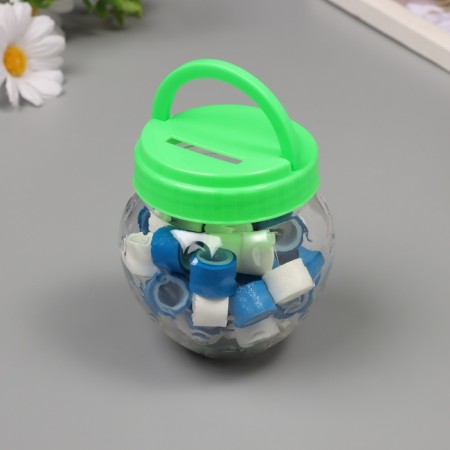 Sticky tape plastic in the jar "White and Blue" NR 40 pcs 1.2 cm, dl. 0.9 m 7x7x9 cm-2