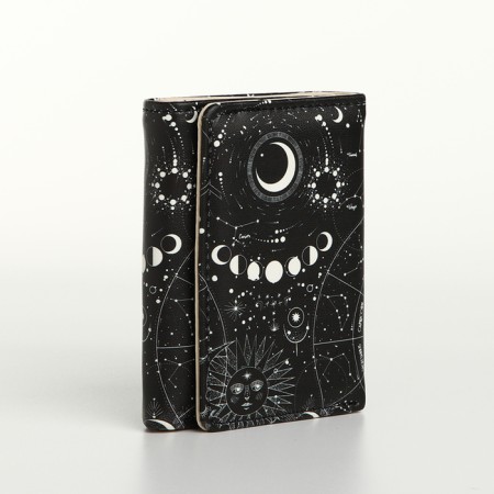 Women's wallet on the button, black color
