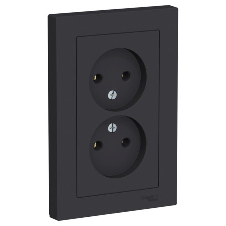 Double SE AtlasDesign, 16 A, 250 V, built -in, without salary, IP20, carbon, Atn001020