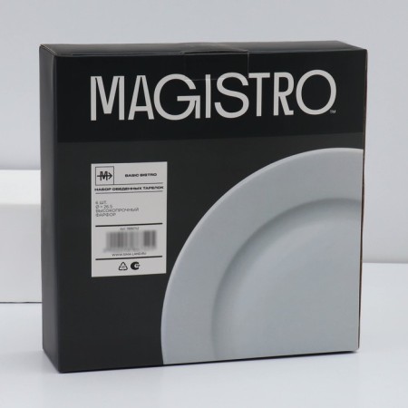 A set of plates of porcelain dining Magistro Basic Bistro, 6 objects: d = 27 cm, white color-6