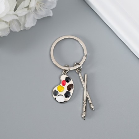 Metal keychain "for the artist - brushes and palette" gold, silver 7.7 cm-6