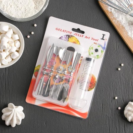 A set of forms for modeling confectionery jewelry, syringe, 10 nozzles, mix-4