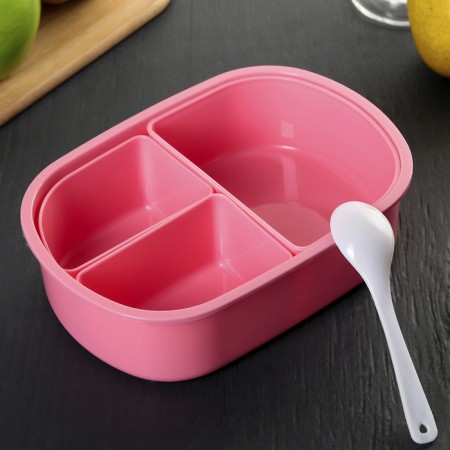 Lunch-Box Plastic "Practicality", 3 compartments, with removable cells, 18.5 × 14 × 7 cm, color mix-4