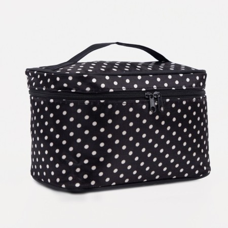 Cosmetic bag with a zipper, with a mirror, black color