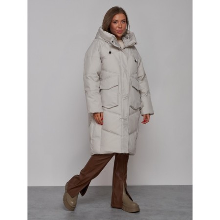 Coat insulated winter female, size 50, light-gray color-2