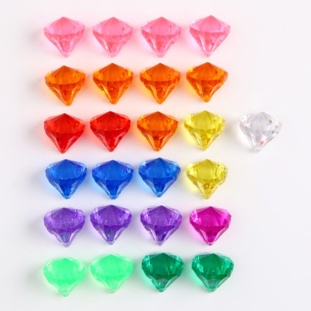 Crystals are plastic decorative, set 25 pcs., Size 1 pc. - 3 × 2.2 cm, color mix-3