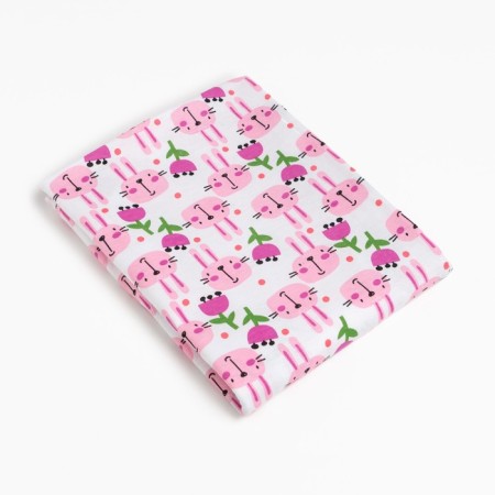 Diaper pink bunny 102x120cm, culinary 130g/m, 100% cotton