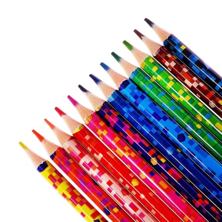 Pencils 12 Pixel Party colors, plastic, decorated, triangular, cardboard packaging with a suspension-2