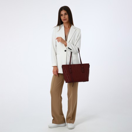 Zipper bag with zipper, burgundy color-1