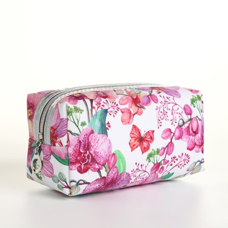 Cosmetic bag with lightning, white/pink color
