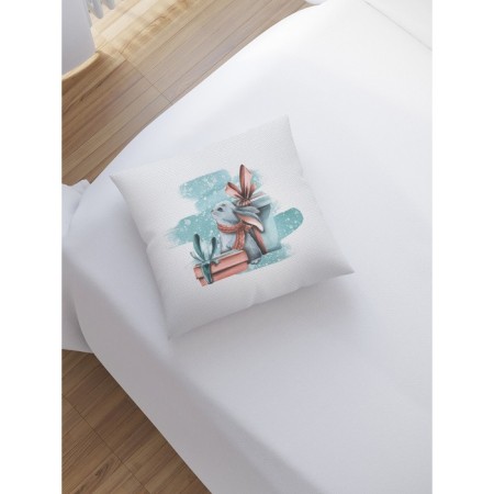 Pillowess decorative "Bunny with a gift", on a zipper, size 45x45 cm