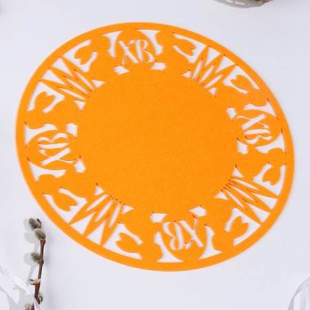 HB napkin "hares", for serving, orange color, felt, 28 cm x 28 cm-2