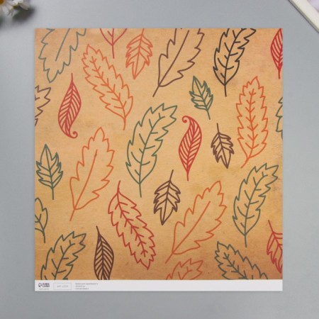 Scrapbooking paper "Leaves" density 180 grams set 5 pcs 30.5x32 cm-2