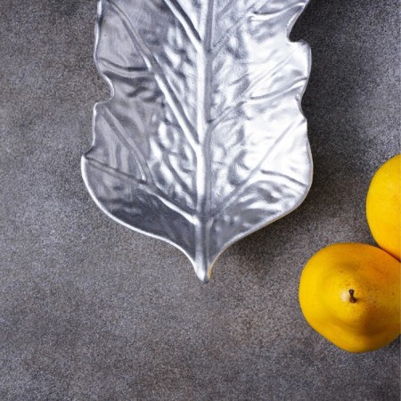 Fruit dish of Dolyana "Sebert leaf", 37 × 14 cm, silver color-3