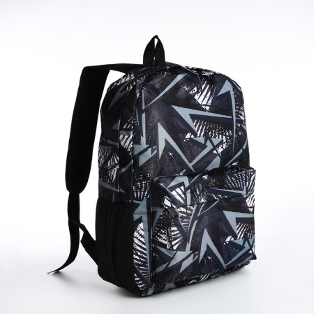 School backpack from textiles on lightning, 3 pockets, black color-2