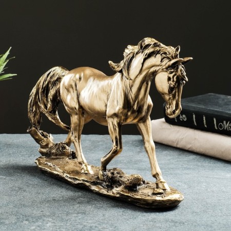 Figure "Horse on Stone" 29x9x23cm bronze with gilding