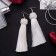Earrings "Brushes" romance, white color in silver, brush length 8.5 cm
