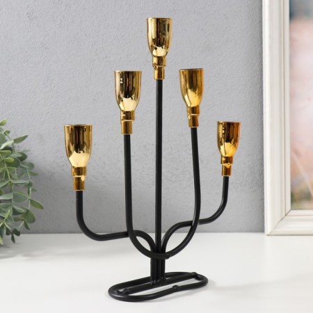 Summary Metal for 5 candles "Neptune" black with gold 20.6x5.7x25.8 cm-2
