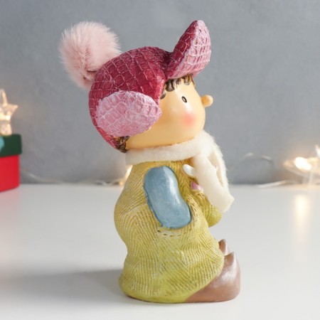 Polystone souvenir "Boy in overalls with bunnies in the pocket" 11.5x8.5x15 cm-1