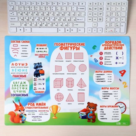 Laying on the table plastic A3 (460 x 330 mm), calligrata, "Russian language/ mathematics" 430 μm, teaching-2