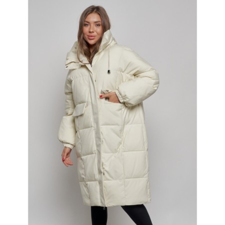 Coat insulated winter female, size 54, beige color-9