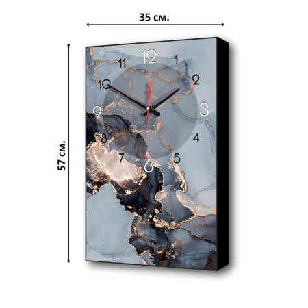 Carty clock is wall-mounted, interior "black marble", smooth move, 57 x 35 x 4 cm-3