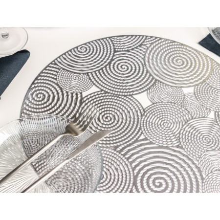 Serving napkin on the table "Hypnosis", d = 38 cm, color silver-1