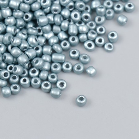 Glass beads 6/0 "gray-turquoise" metallic 450 g