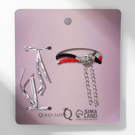 Set 3 objects: 2 bracelets, lip gloat "Demetrons" hearts, black-red color, 6 cm-3