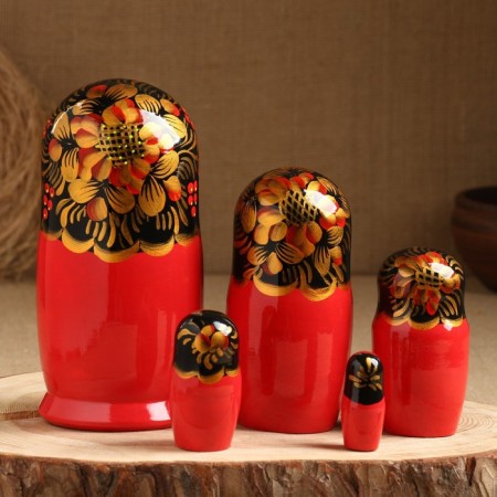Nesting doll "mountain ash", black handkerchief, 5 puppet, 18 cm-1