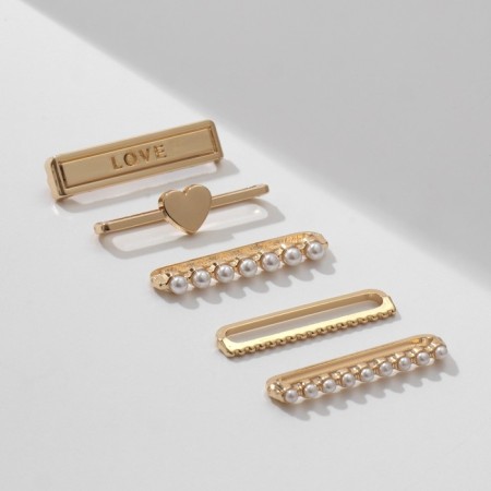 Sharmes on the watch strap "Love", set of 5 pcs., White color in gold-2