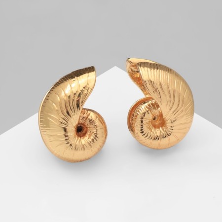 Earrings Metal "Chord" shell, color gold