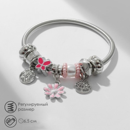Mardgeri Assortment Bracelet is a single, flower, pink color in silver