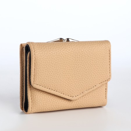 Women's wallet on the button, beige color