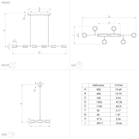 Suspended ceiling lamp (chandelier) Clavellina, 6x7W LED-3