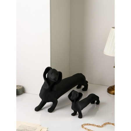 Set of figures "Dachshund", polystone, 35 cm, black matte color
