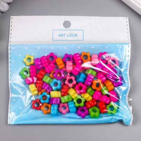 Beads for creativity plastic "Bright flowers" set 70 pcs 0.6x1x1 cm-4