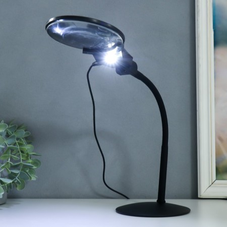 Lamp-lupa x3 x4.5 for LED creativity from 3LR1130 lenses d = 2.1 and 11 cm black