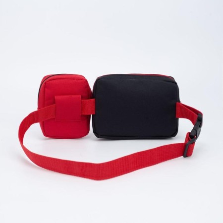 Board children's belt on a zipper, textura, outer pocket, black/red color-2